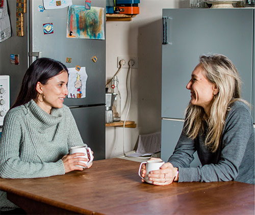 two women chatting